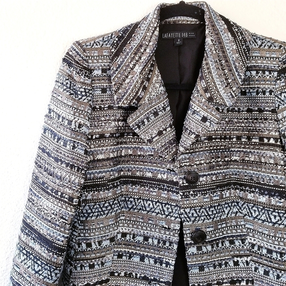 LAFAYETTE 148 NY Blue Tweed Bouclé Jacket Blazer - Picture 7 of 11